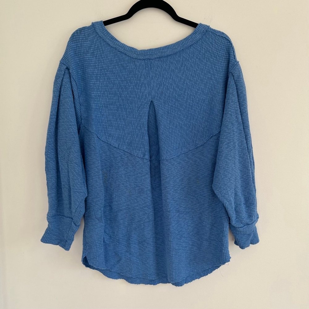 FREE PEOPLE We The Free OG Slouchy Oversize Thermal Long Sleeve Pullover Blue - Picture 12 of 15